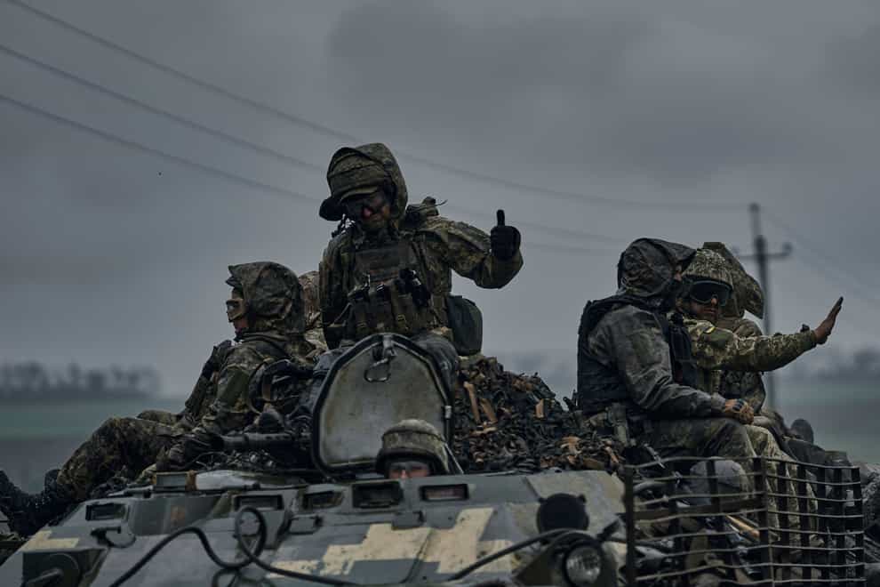 Ukrainian troops in the Donetsk region (Libkos/AP)