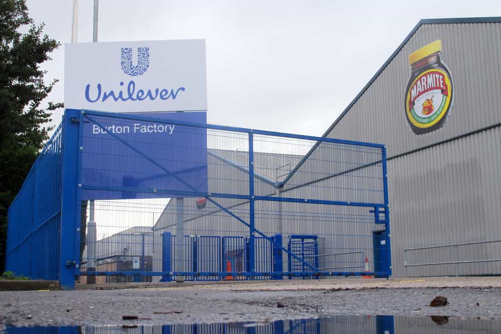 The Unilever Marmite factory in Burton on Trent. Shareholders have revolted against Unilever’s pay package for its bosses over concerns about potential excessiveness (Matthew Cooper/PA)