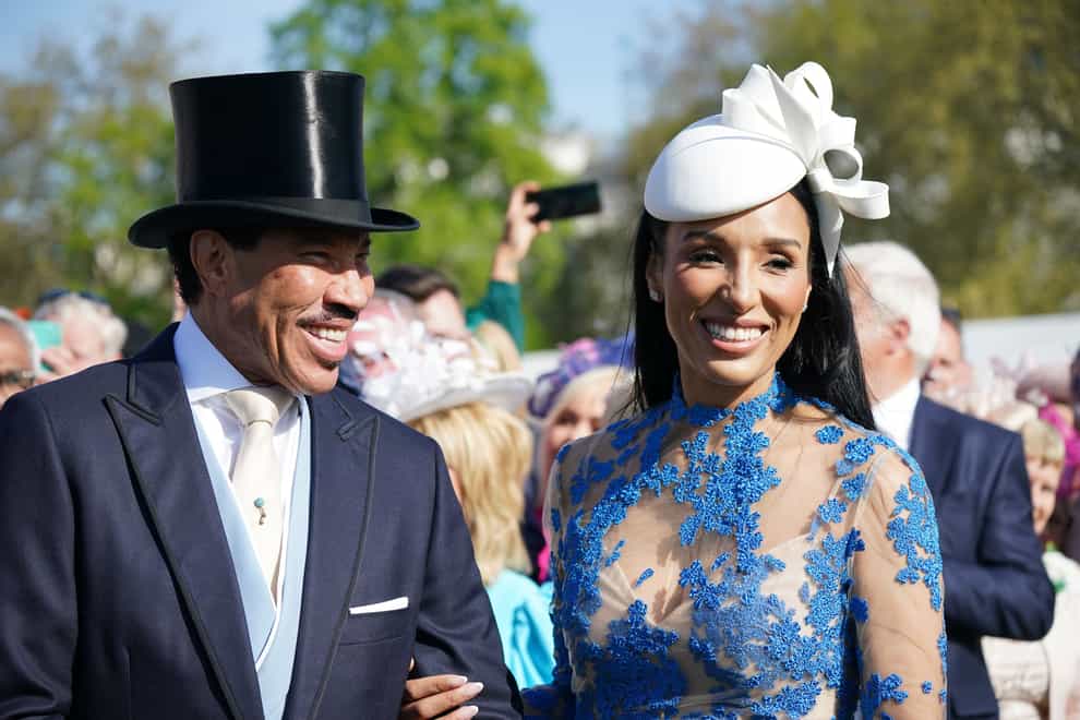 Lionel Richie and partner Lisa Parigi during a garden party at Buckingham Palace, London, in celebration of the coronation on May 6 (Yui Mok/PA)