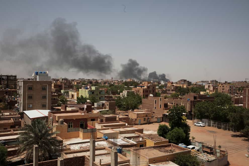 Smoke rises after an explosion in Khartoum (Marwan Ali/AP)