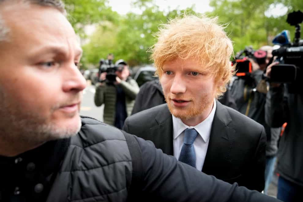 Ed Sheeran arrives at New York Federal Court (John Minchillo/AP/PA)
