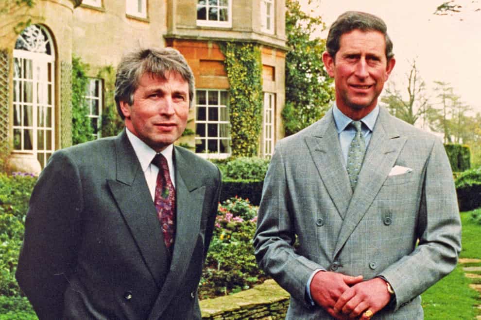 Charles with Jonathan Dimbleby at Highgrove during the filming the television documentary in 1994 (PA)