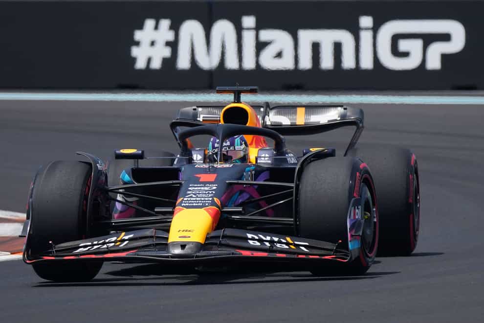 Max Verstappen finished fastest in second practice for the Miami Grand Prix (Rebecca Blackwell/AP)