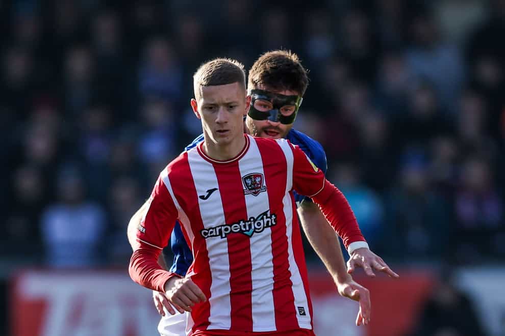 Jay Stansfield scored a hat-trick for Exeter (Steven Paston/PA)