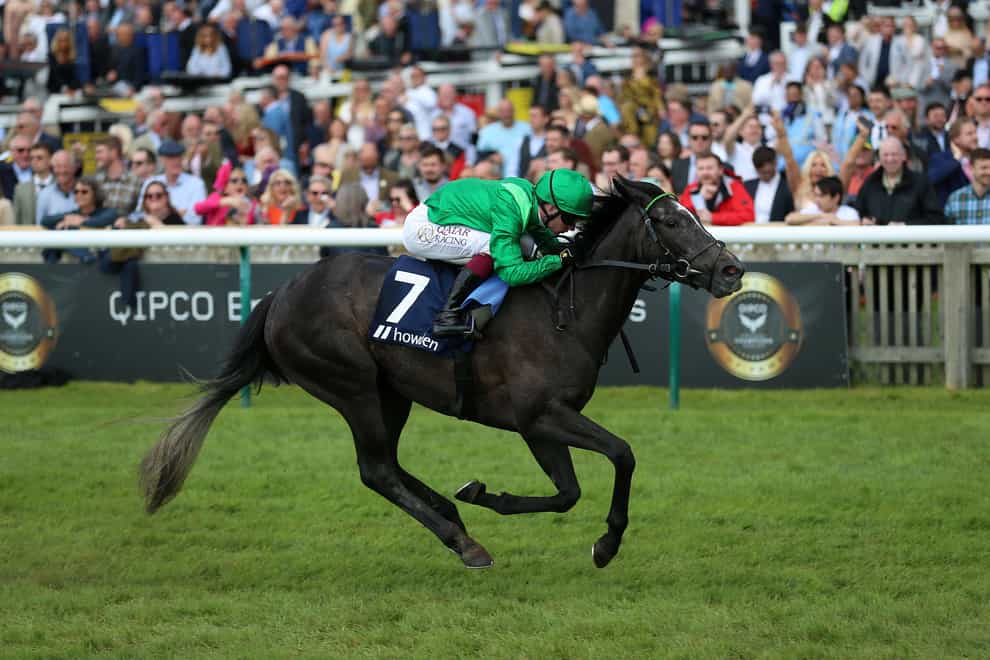 Running Lion runs out an impressive winner of the Pretty Polly Stakes at Newmarket (Nigel French/PA)