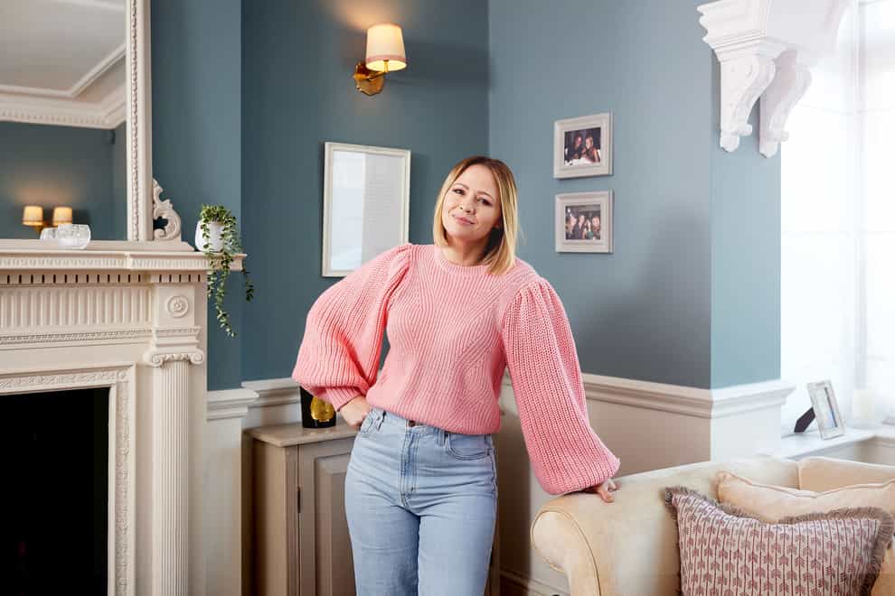 For her latest DIY project Kimberley Walsh created a bespoke blue paint (Wickes/PA)