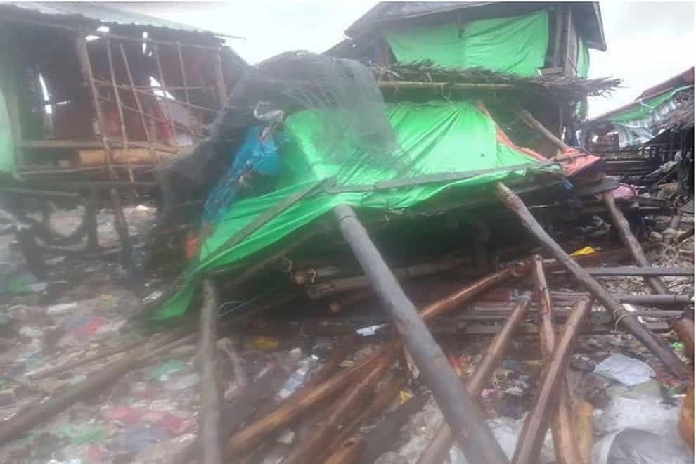 Buildings damaged by Cyclone Mocha in Kyauk Phyu township in Rakhine State in Myanmar (Military True News Information Team via AP)