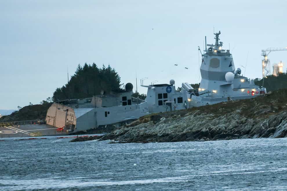 The Norwegian frigate KNM Helge Ingstad sank after a collision (Marit Hommedal/NTB Scanpix via AP)
