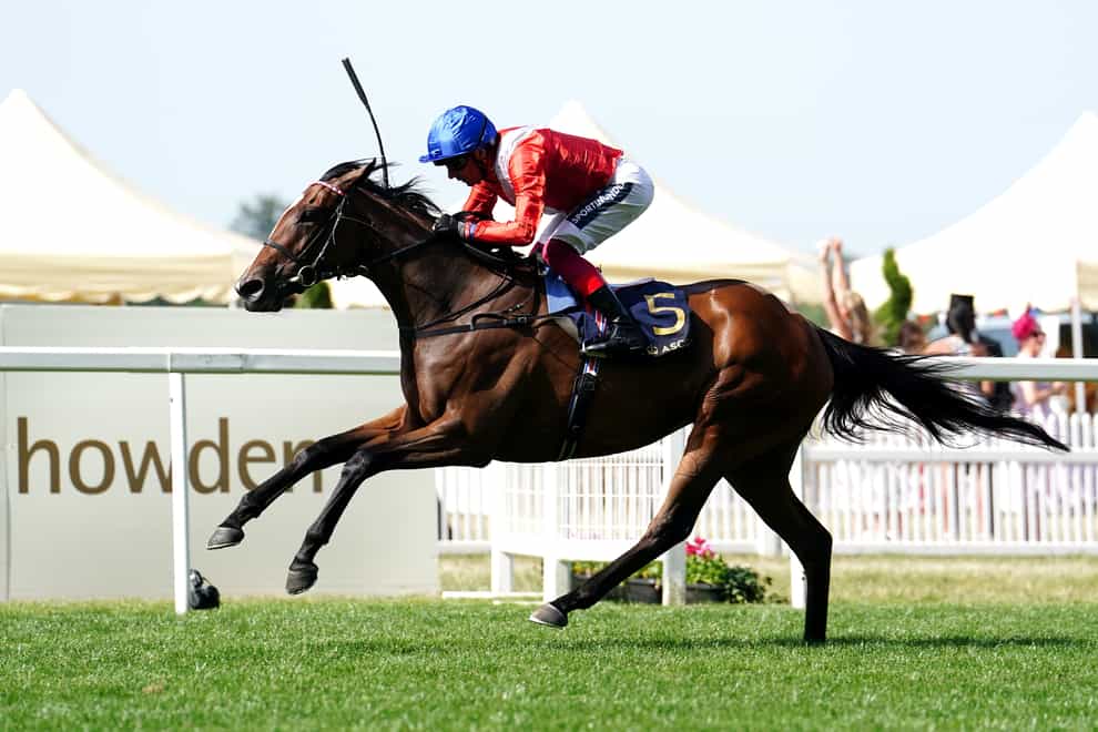 Inspiral ridden by Frankie Dettori on their way to winning the Coronation Stakes during day four of Royal Ascot at Ascot Racecourse. Picture date: Friday June 17, 2022. (David Davies/PA)
