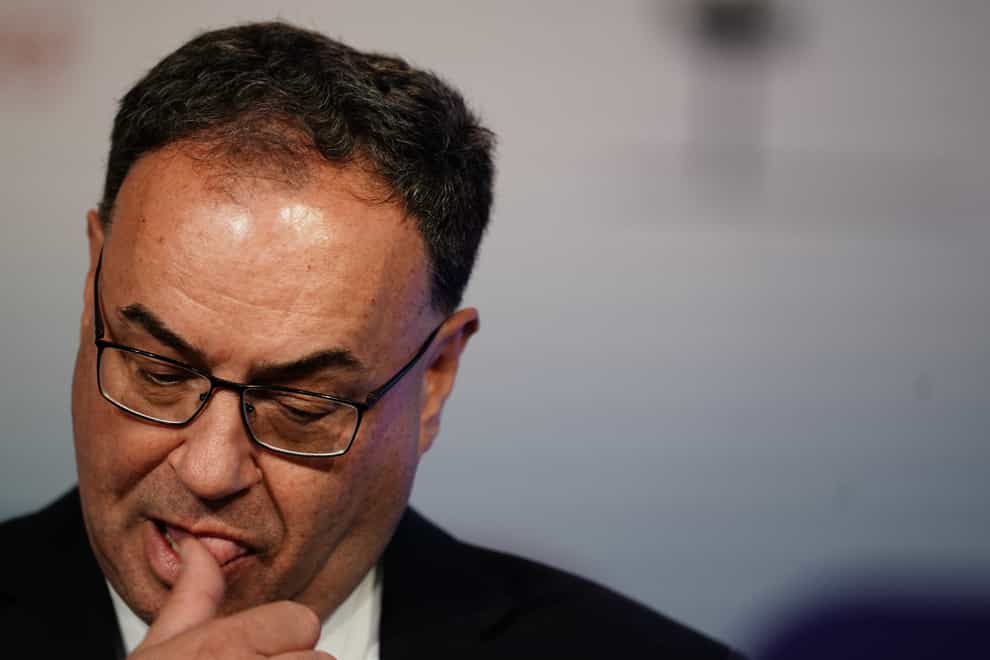Andrew Bailey, governor of the Bank of England, during the British Chambers Commerce annual conference (Jordan Pettitt/PA)