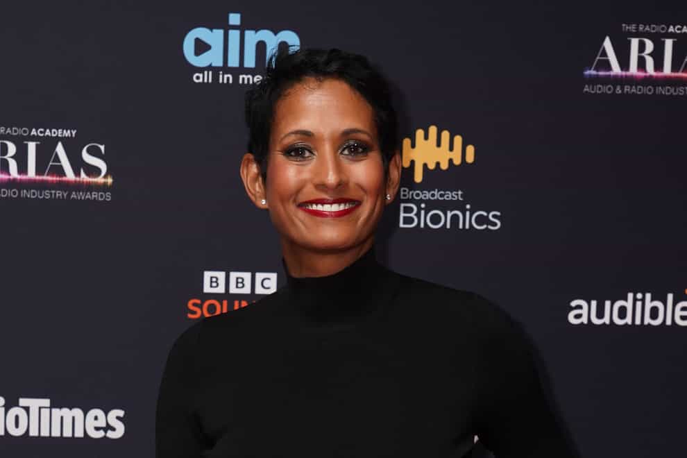 Naga Munchetty arriving for the Audio and Radio Industry Awards (Arias) at the Adelphi Theatre, London. Picture date: Tuesday May 3, 2022.