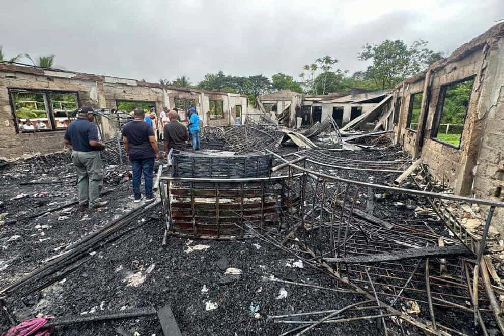 The dormitory at the school was destroyed (Guyana’s Department of Public Information/AP)