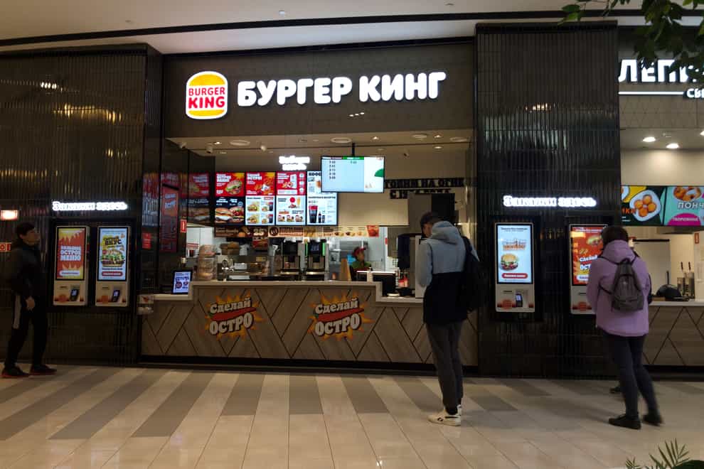 A Burger King kiosk is seen at Paveletskaya Plaza shopping mall in Moscow, Russia (Alexander Zemlianichenko/AP)