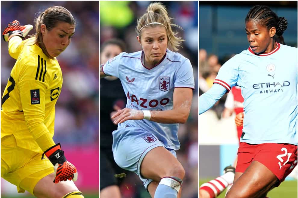 Mary Earps, Rachel Daly and Khadija Shaw, left to right, are among the season’s stand-out performers (Mike Egerton/Tim Goode/Nick Potts/PA)