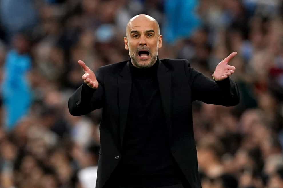 Manchester City manager Pep Guardiola, pictured, felt Erling Haaland’s goal should have stood (Martin Rickett/PA)