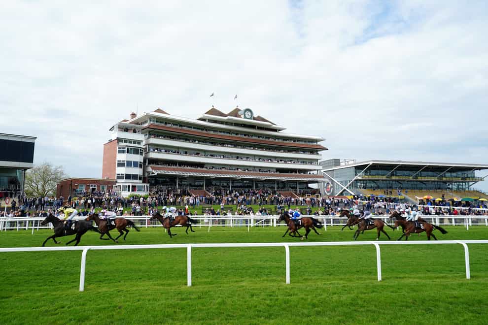 Runners and riders in the Earl & The Pharaoh Novice Stakes at Newbury Racecourse, Berkshire. Picture date: Friday May 19, 2023.