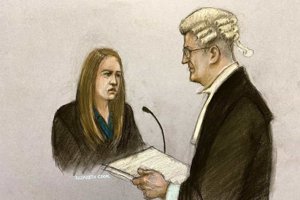 Lucy Letby at the start of the cross examination by barrister Nicholas Johnson KC (Elizabeth Cook/PA)