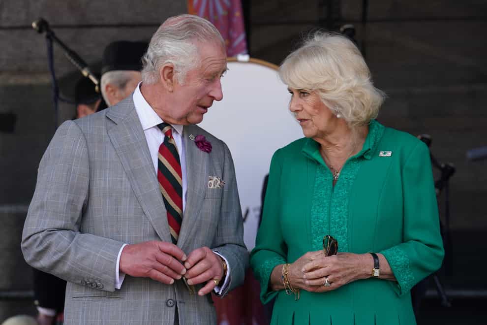 The King and Queen during a visit to Market Theatre Square, Armagh, Co Armagh (Brian Lawless/PA)