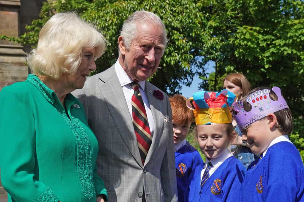 The King and Queen met Camilla Nowawakowska and Charles Murray during their two-day trip to Northern Ireland (Brian Lawless/PA)