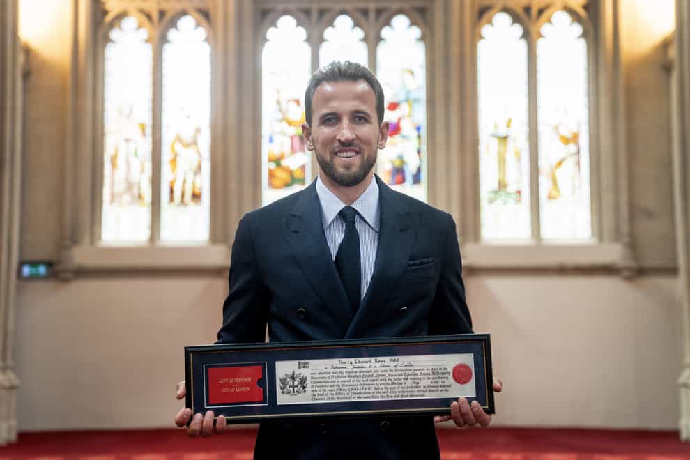 Harry Kane officially received the Freedom of the City of London on Thursday (Victoria Jones/PA)