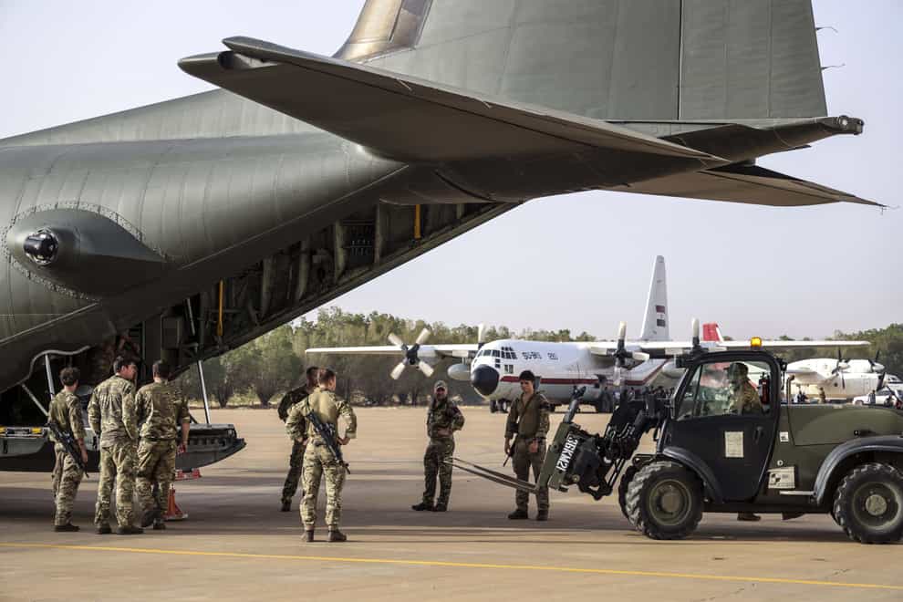Ministry of Defence handout photo of stores being unloaded at Wadi Seidna airport Khartoum, in Sudan. The British evacuation mission from the African country has seen 536 people taken to safety on six flights so far, according to the latest official figures. Issue date: Thursday April 27, 2023.