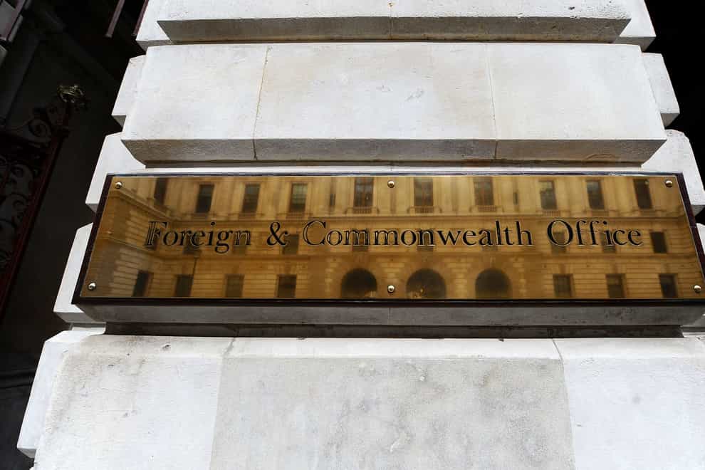 A stock picture of a general view of the sign on the Foreign Office in central London (Clive Gee/PA)