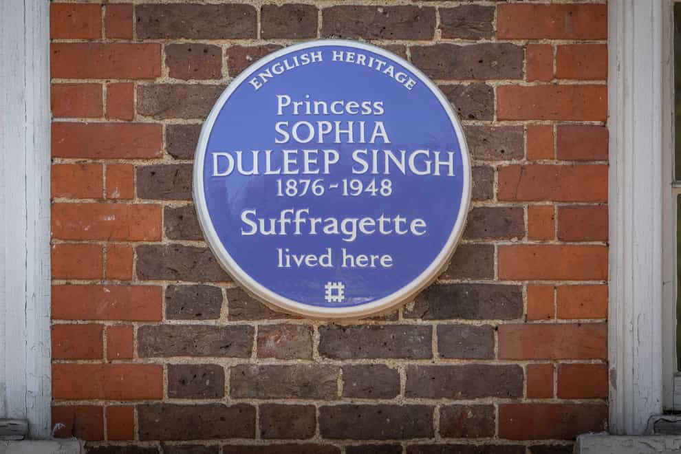 A blue plaque honouring a suffragette Indian princess (Christopher Ison/English Heritage/PA)