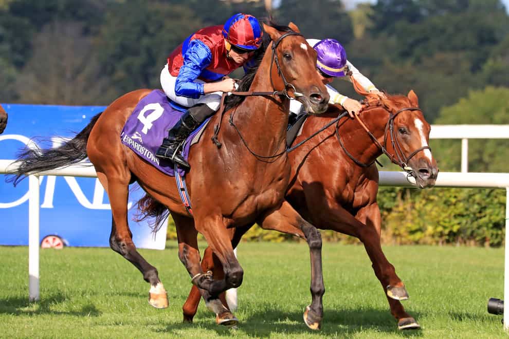 Luxembourg ridden by Ryan Moore (left) wins The Royal Bahrain Irish Champion Stakes during day one of the Longines Irish Champions Weekend at Leopardstown Racecourse in Dublin, Ireland. Picture date: Saturday September 10, 2022.