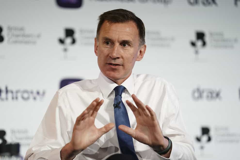 Jeremy Hunt, the Chancellor, who could lose his seat thanks to a surge in rural support for Labour, according to a Survation poll (PA)