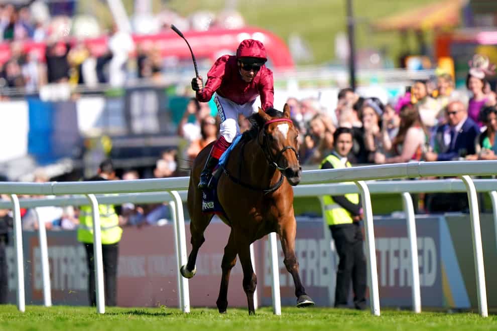 Soul Sister ridden by jockey Frankie Dettori on their way to winning the Betfred Oaks during ladies day of the 2023 Derby Festival at Epsom Downs Racecourse, Epsom. Picture date: Friday June 2, 2023.