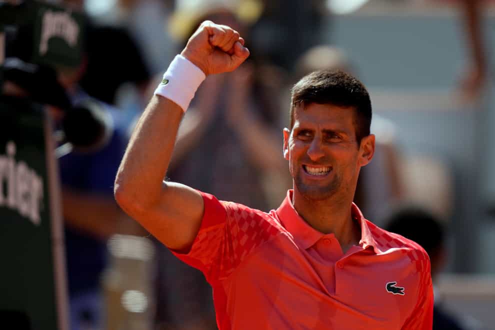 Novak Djokovic celebrates beating Juan Pablo Varillas (Thibault Camus/AP)