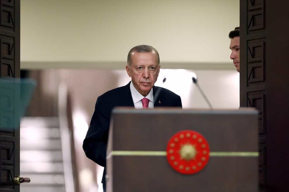 Turkish president Recep Tayyip Erdogan has appointed a new central bank chief (Ali Unal/AP)