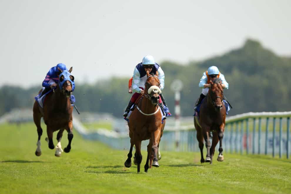 Regional (centre) winning the Achilles Stakes at Haydock (Nigel French/PA)