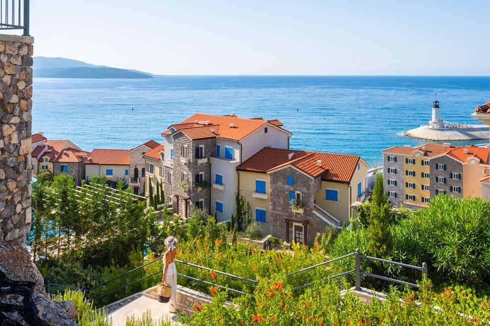 A view from the Marina Village gardens overlooking the Adriatic Sea.