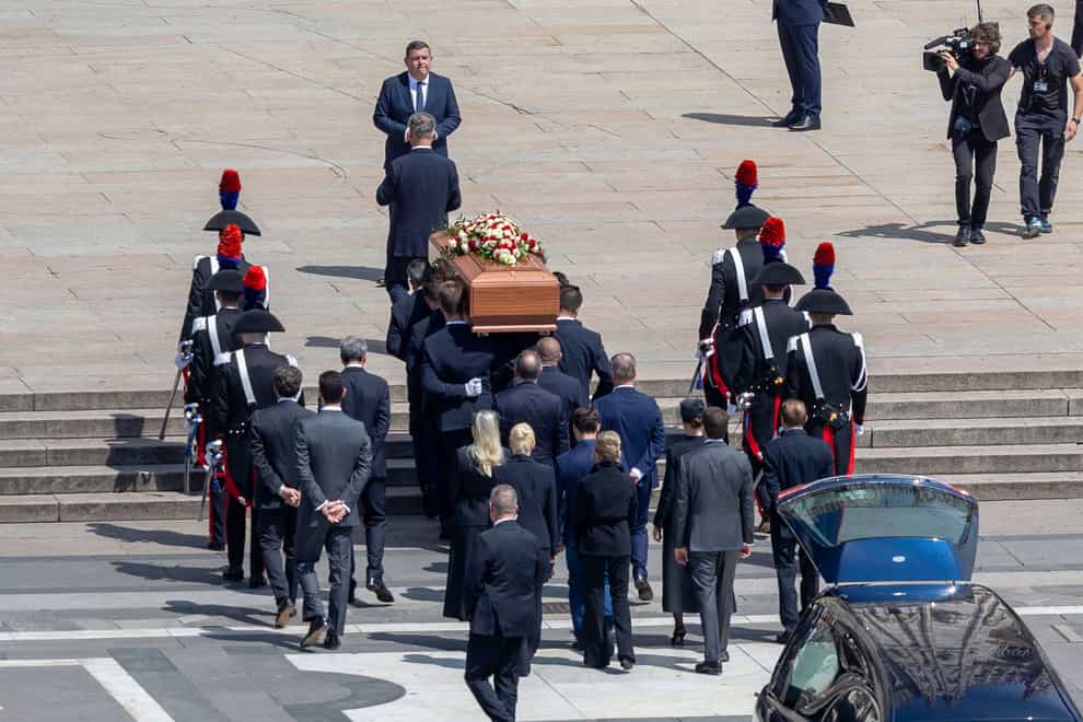 Former Italian prime minister Silvio Berlusconi has been honoured with a state funeral in Milan (Stefano Porta/LaPresse/AP)