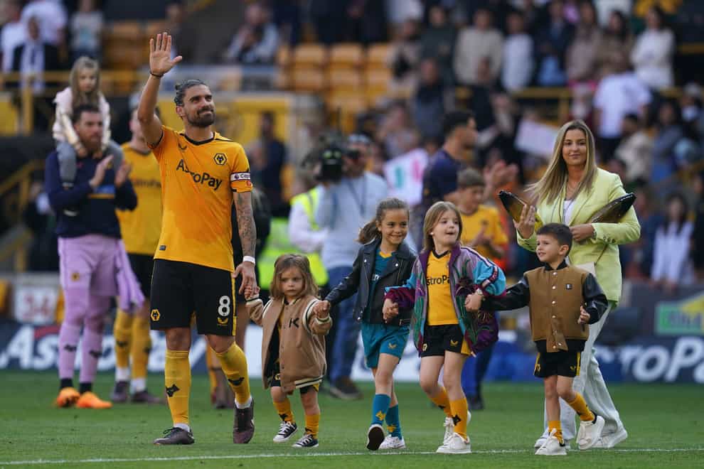 Ruben Neves waves farewell to the Wolves fans. (Nick Potts/PA)