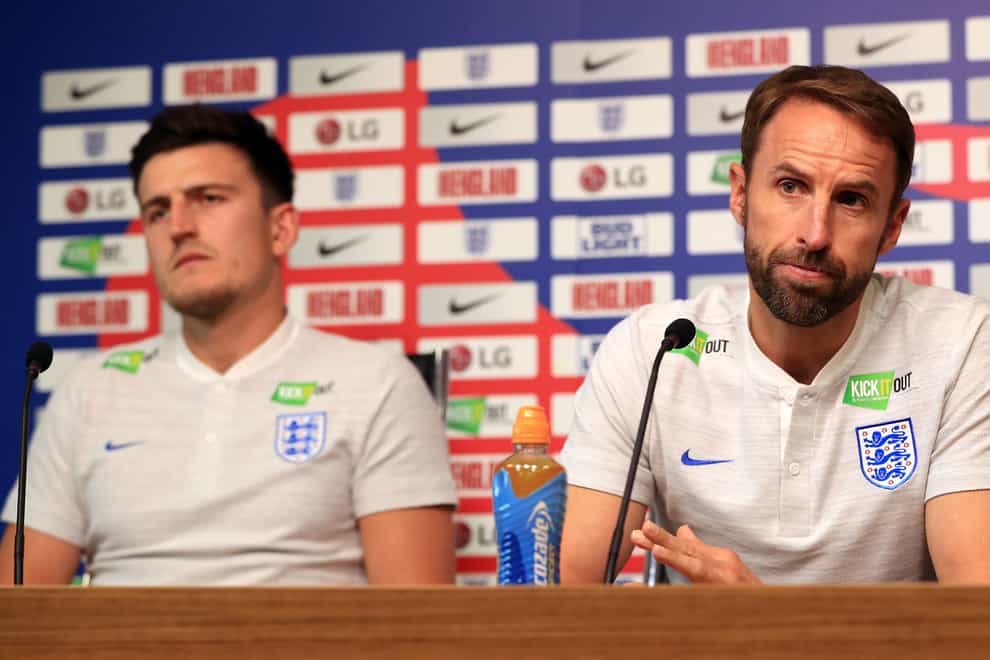 England manager Gareth Southgate, right, and Harry Maguire (Mike Egerton/PA)
