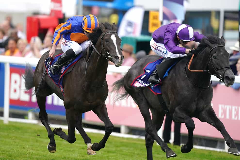 King Of Steel (right) finishing second in the Derby at Epsom (Mike Egerton/PA)