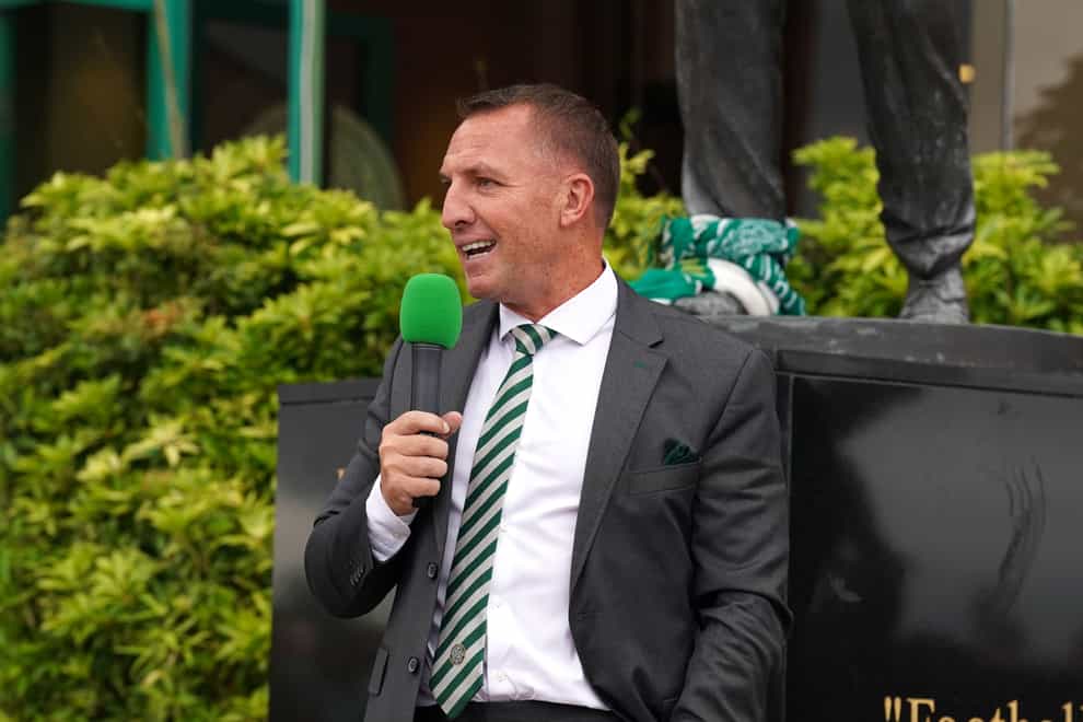Brendan Rodgers addressed supporters outside Celtic Park after his media conference on Friday (Andrew Milligan/PA)
