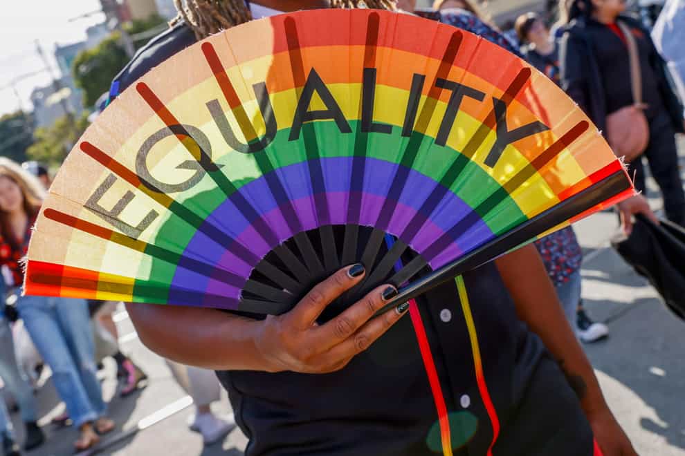 Pride marches are taking place across the US on Sunday (Santiago Mejia/AP