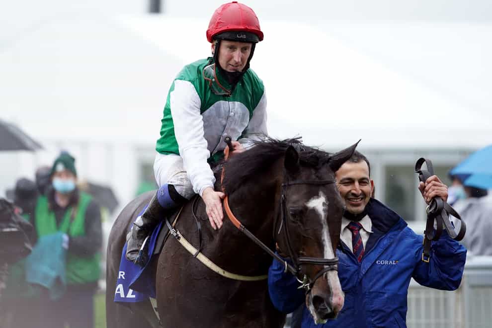 Martin Dwyer celebrates Pyledriver’s Coronation Cup win at Epsom in 2021 (Mike Egerton/PA)