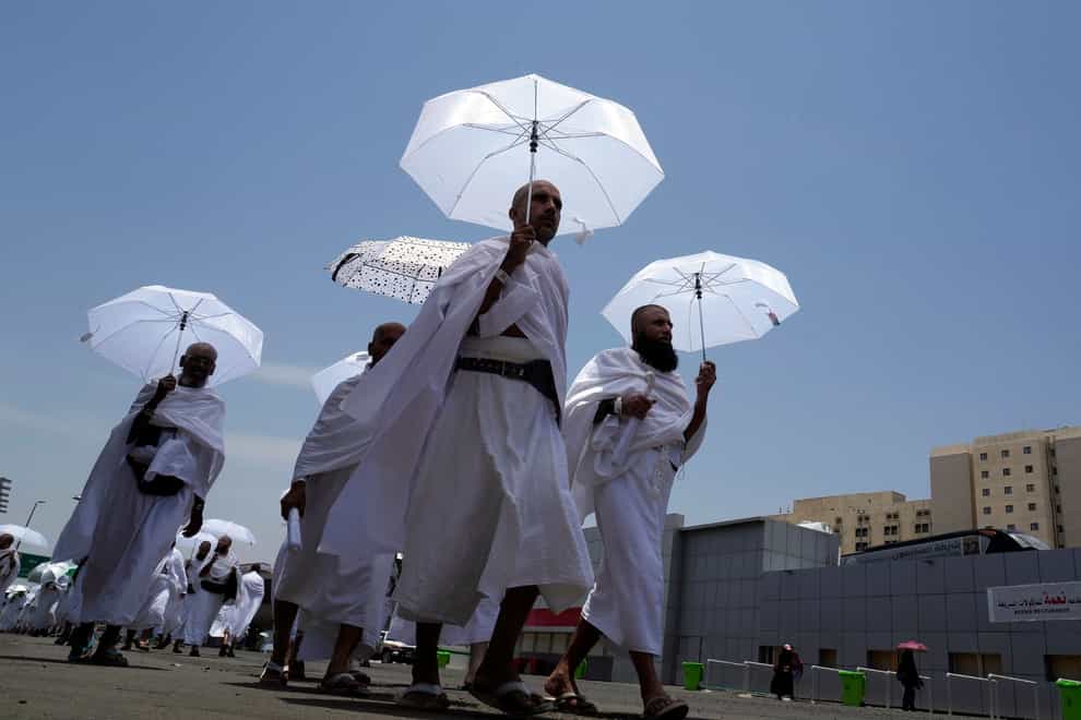 Muslim pilgrims at the Mina tent camp, in Mecca, Saudi Arabia (AP)
