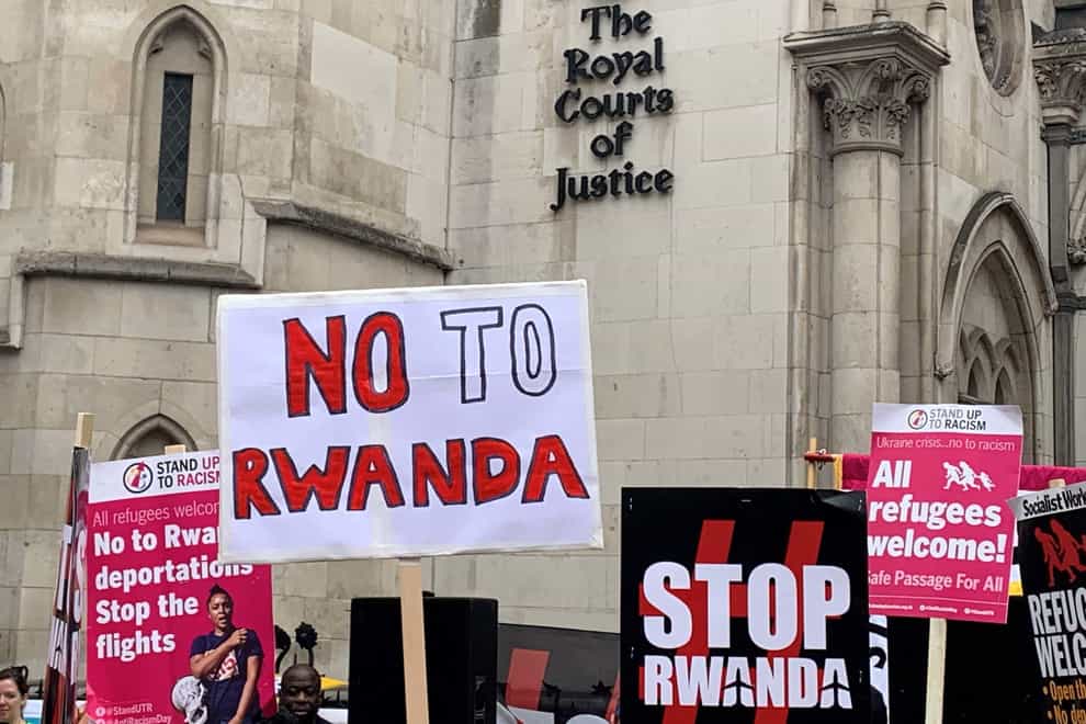 Demonstrators protest against the Government’s plan to send some asylum seekers to Rwanda (Tom Pilgrim/PA)