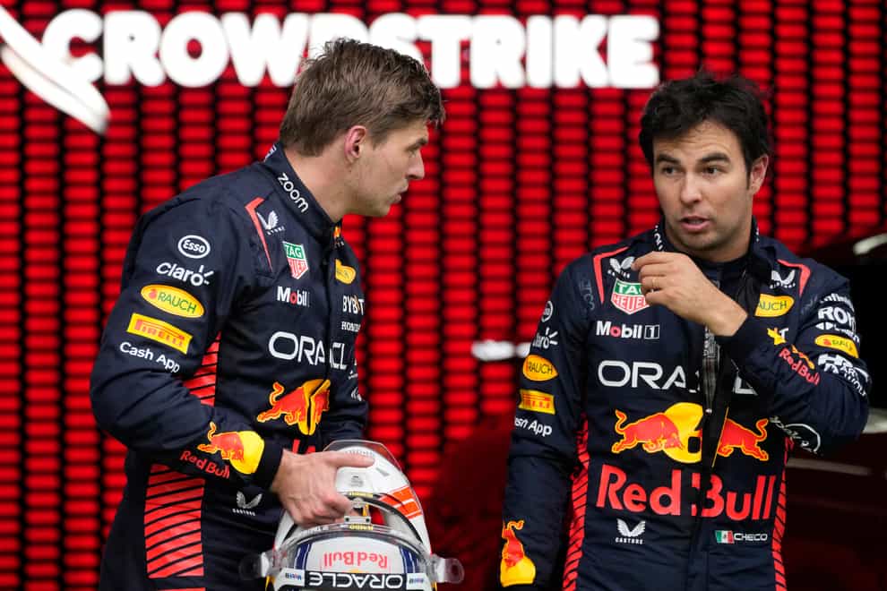 Max Verstappen (left) was critical of the actions of Red Bull team-mate Sergio Perez (Darko Bandic/AP)