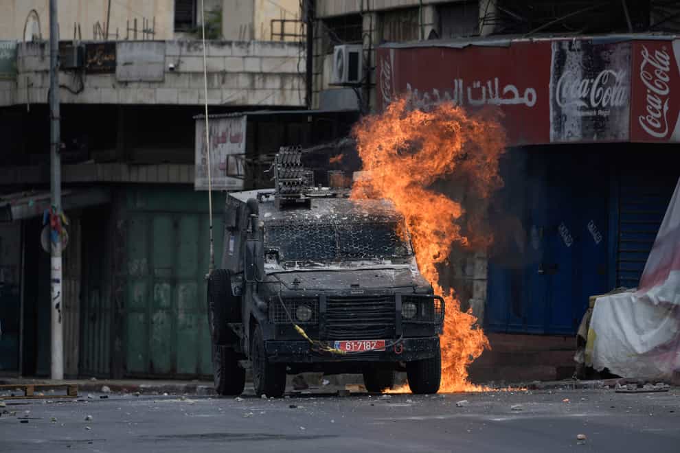 The latest incident happened in Nablus, which is the West Bank’s commercial capital (Majdi Mohammed/AP)