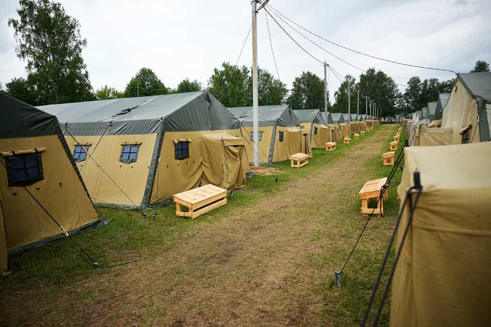 The camp was previously used by the Belarusian army (Alexander Zemlianichenko/AP)