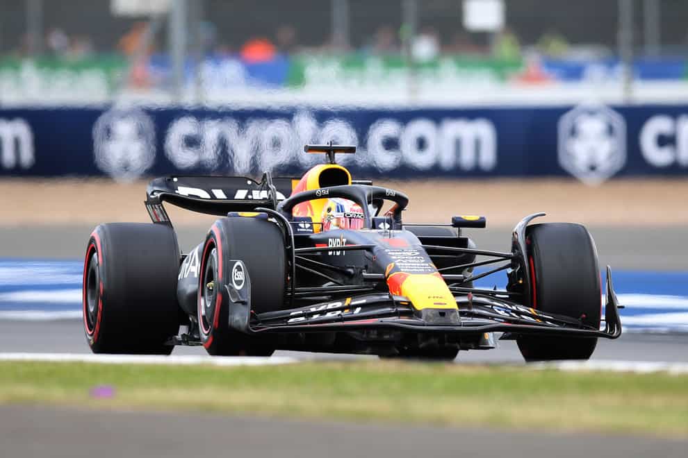 Red Bull’s Max Verstappen leads during the British Grand Prix (Nigel French/PA)