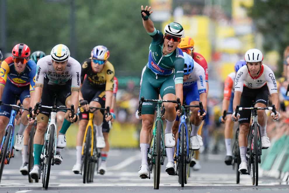 Jasper Philipsen took his fourth stage win of this Tour de France in Moulins (Thibault Camus/AP)