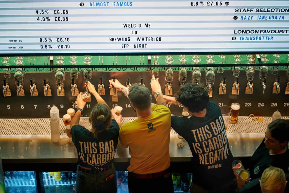 The brewer and bar group has said it plans to triple the size of its bar business (Simon Jacobs/PA)