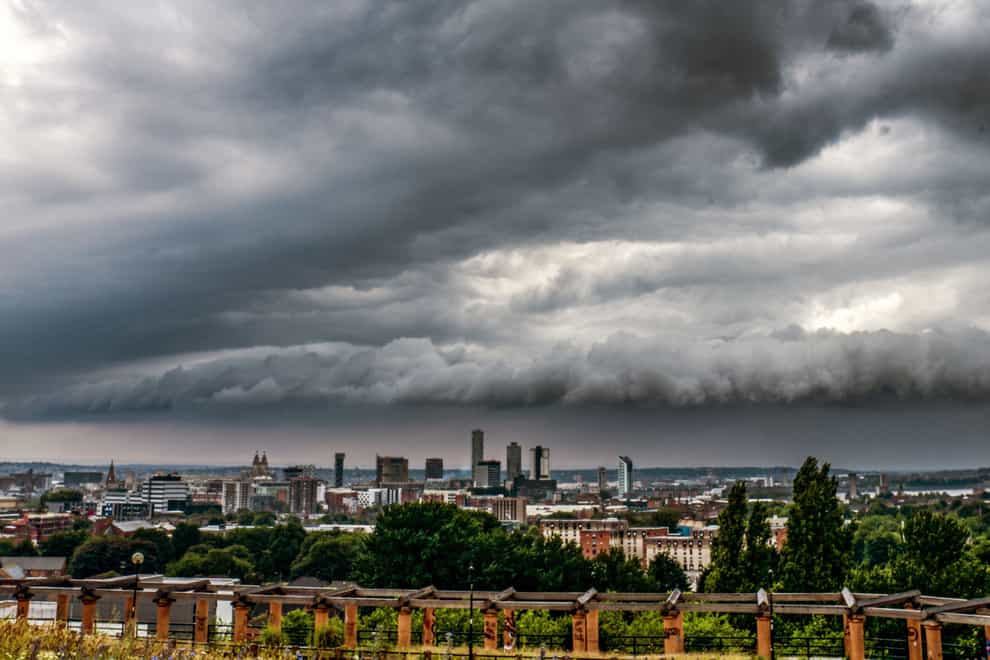 Storm clouds roll in over the city of Liverpool, Merseyside (Peter Byrne/PA)